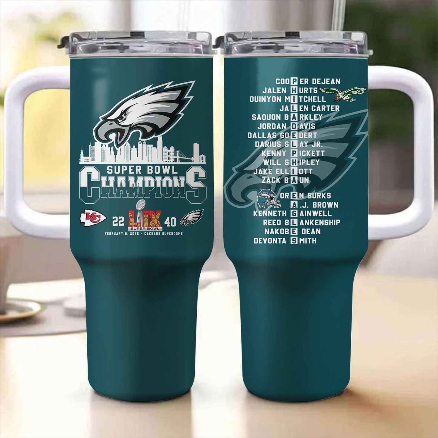 40oz Matte Tumbler with Handle Champions Tumbler - PLDPAEG