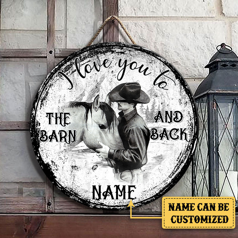 Personalized Cowboy Horse Barn Wood Round Sign