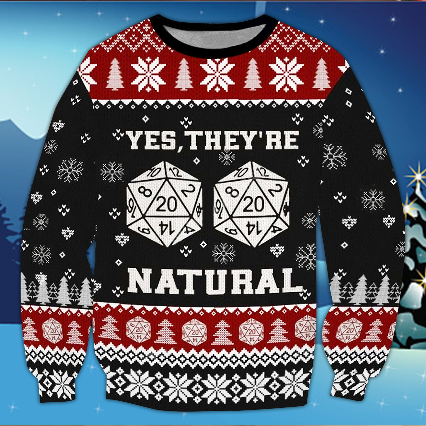 All-Over Print Sleeve Sweatshirt DnD Natural Xmas lqt lbs