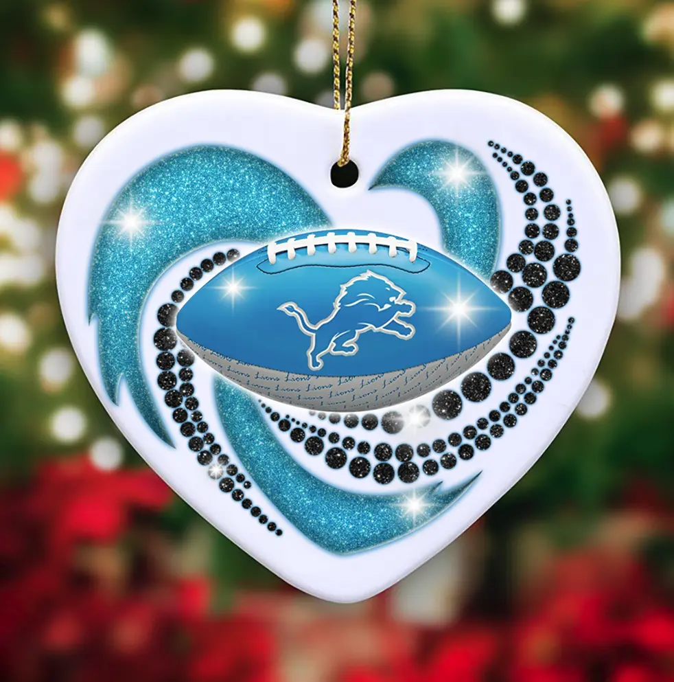 Heart Football Ceramic Ornament - DTLO