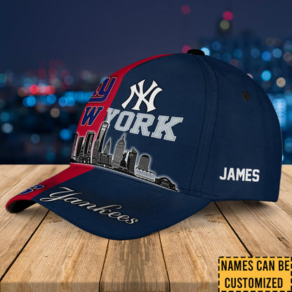 Teams New York Skyline Classic Cap - Customized Classic Cap - NYG NYYK