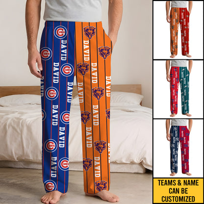 Teams Striped Pajama Pants - Customized Pajama Pants - Custom Name Ver.