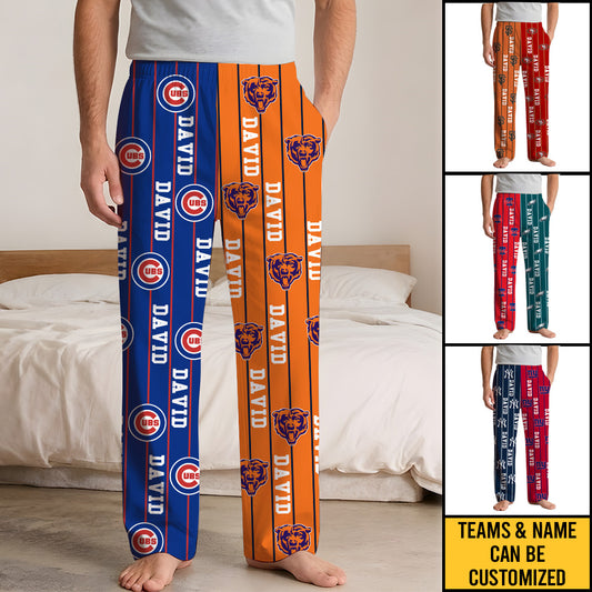 Teams Striped Pajama Pants - Customized Pajama Pants - Custom Name Ver.