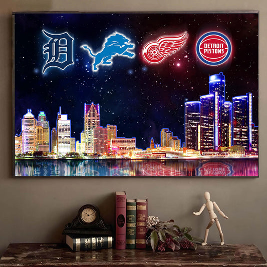 Detroit Skyline Unframed Poster, Wall Art