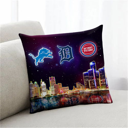 Detroit Skyline Pillow - One Side Print (Insert Included)