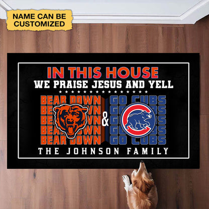 We Praise Jesus And Yell Doormat -  Customized Doormat - Anti Slip Indoor Doormat CCG