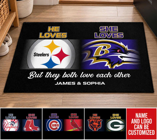 He Loves, She Loves -  Customized Doormat - Anti Slip Indoor Doormat
