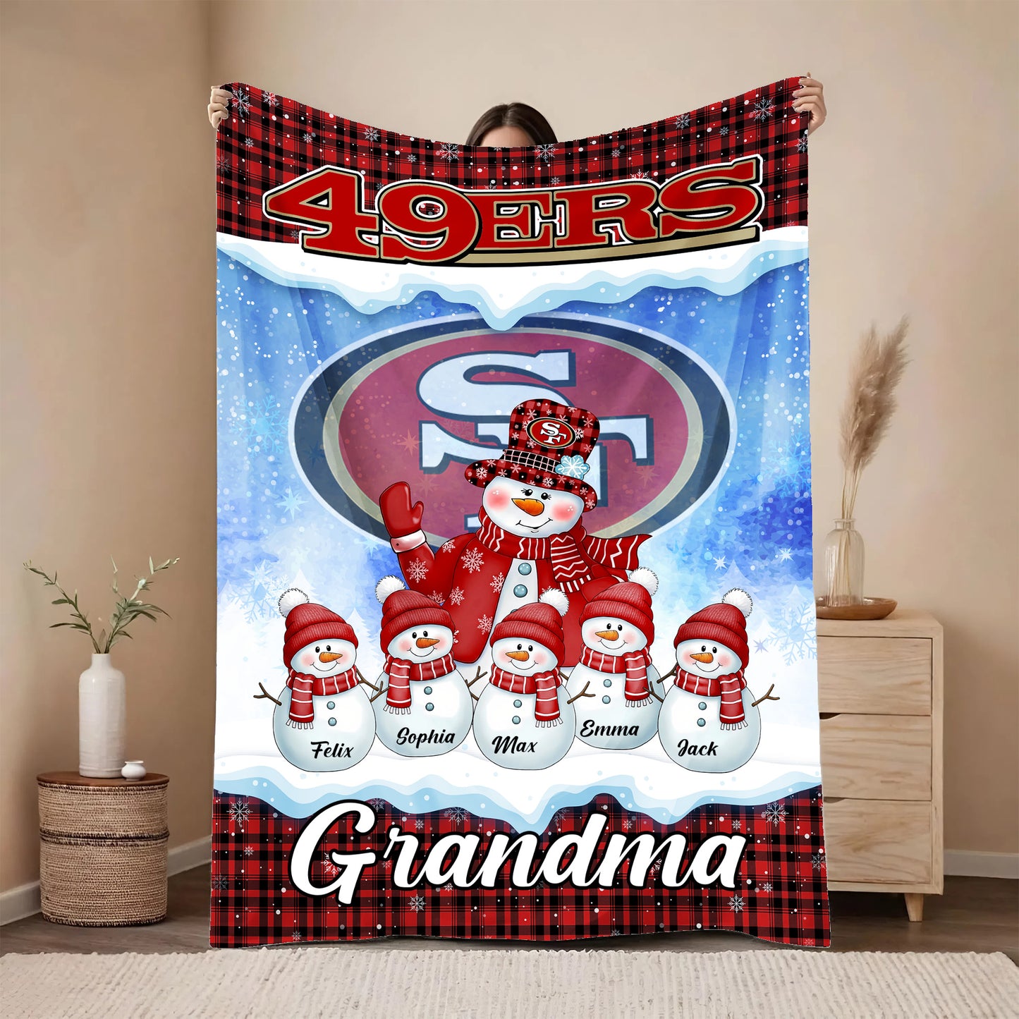 Grandma and Kids Fleece Blanket - Customized Fleece Blanket