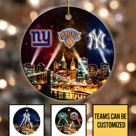 New York Skyline Ornament - Customize Circle Ceramic Ornament