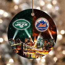 New York Skyline Ornament - Customize Circle Ceramic Ornament
