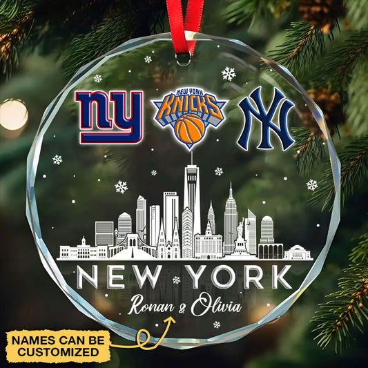 New York Skyline Ornament - Customized Glass Ornament
