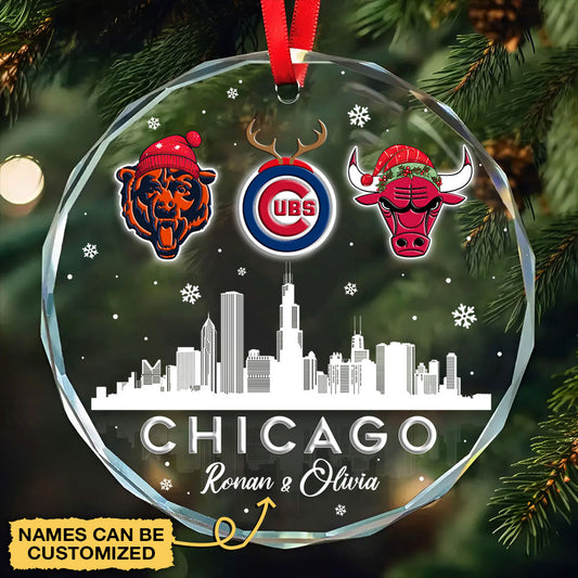 Chicago Skyline Ornament - Customized Glass Ornament
