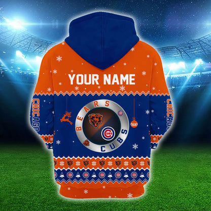 Chicago Christmas Fleece Hoodie - Customized Fleece Hoodie - BC