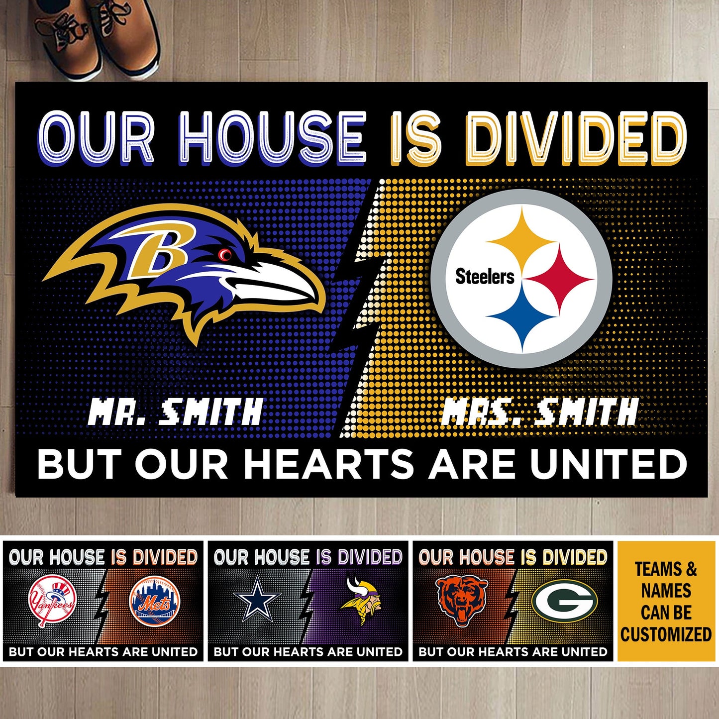 Our House Is Divided -  Customized Doormat - Anti Slip Indoor Doormat