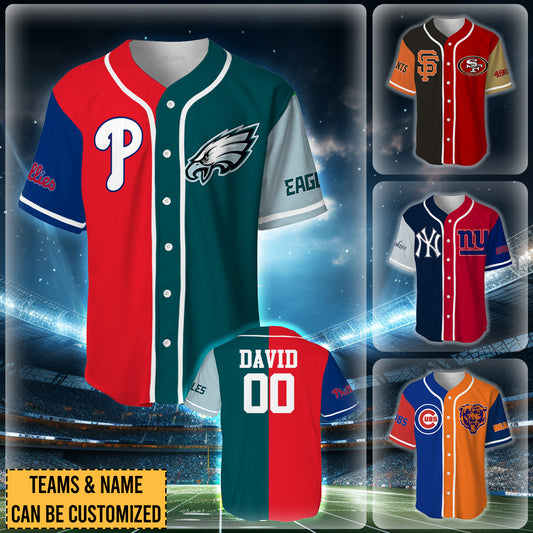 Two Teams Baseball Jersey - Customized Jersey