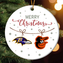 Merry Christmas Circle Ornament - BTMRV, BTMORO