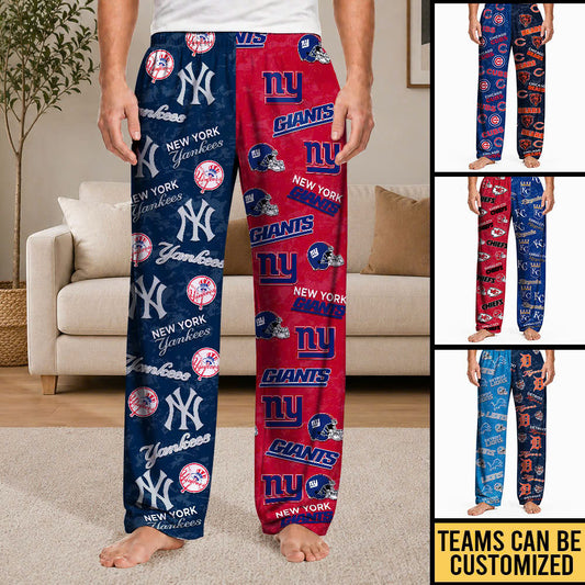 Personalized Pajama Pants - Two Teams Pattern Pajama Pants - No Pocket Ver (Made In US)