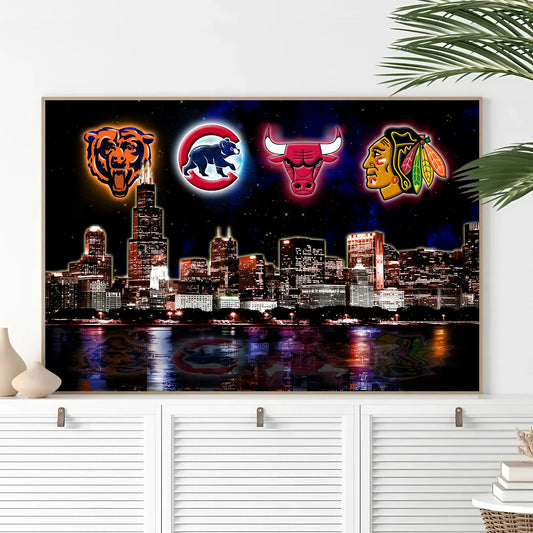 Chicago Skyline Unframed Poster, Wall Art (ver2)