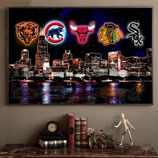 Chicago Skyline Unframed Poster, Wall Art (ver3)
