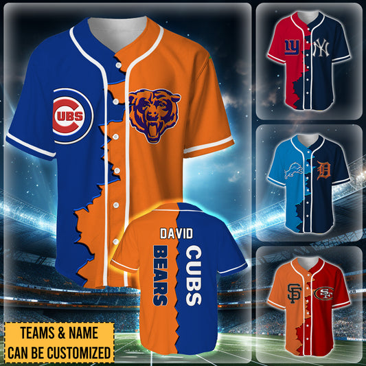 Teams Split Baseball Jersey - Customized Jersey
