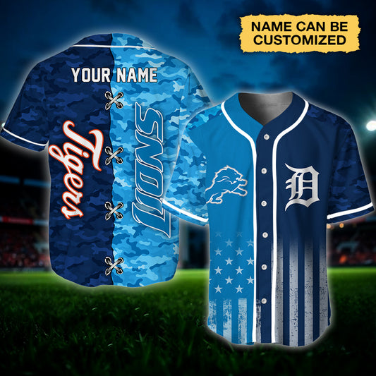 Detroit Camo Baseball Jersey - Customized Jersey - LITG