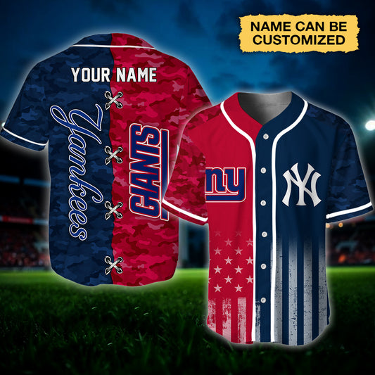 New York Camo Baseball Jersey - Customized Jersey - GIYK