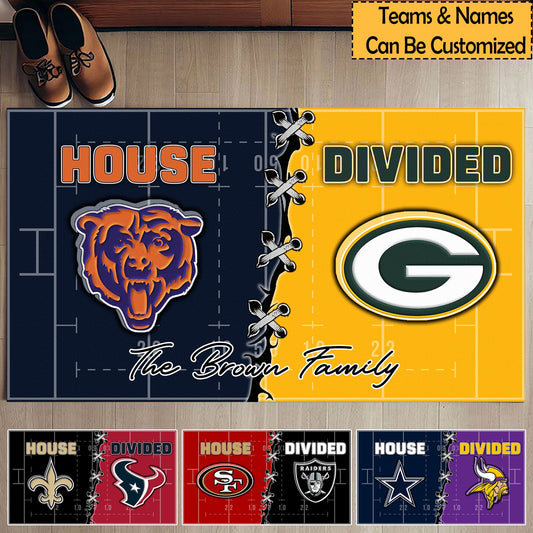 House Divided Football Doormat - Customized Anti Slip Indoor Doormat