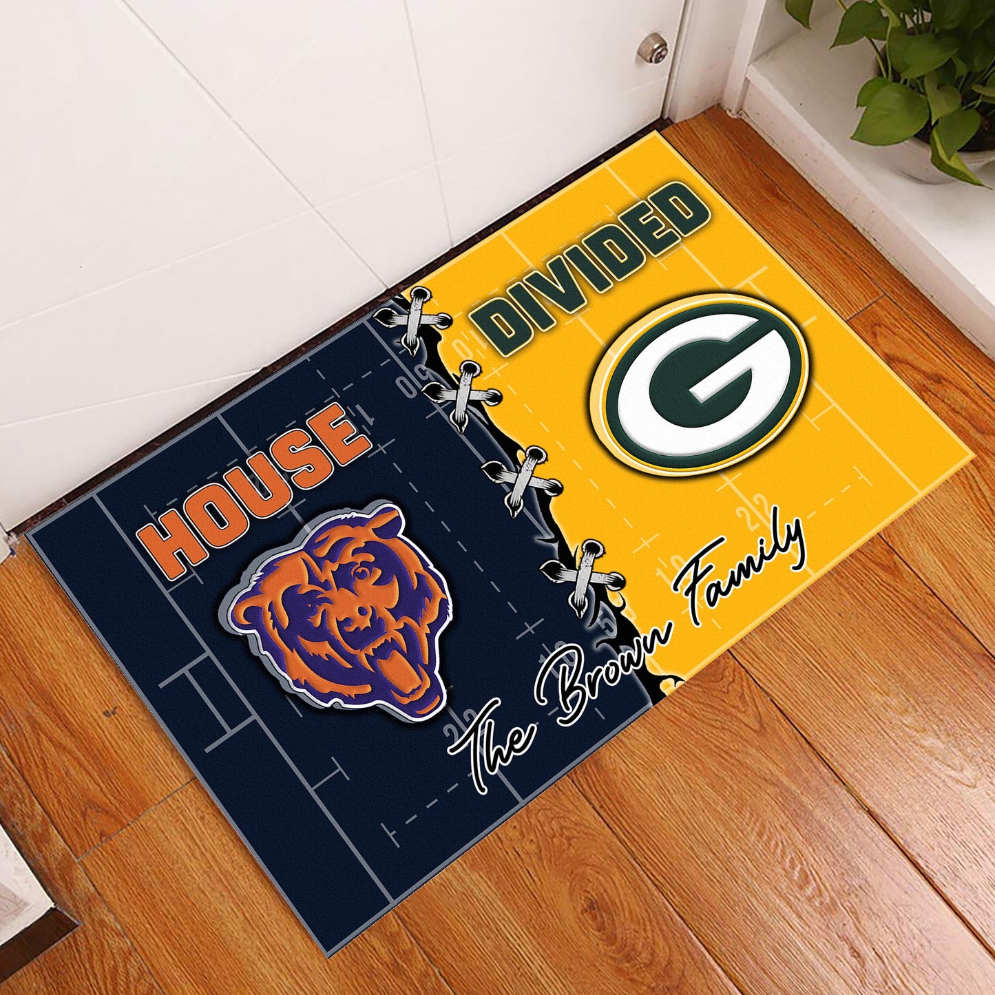 House Divided Football Doormat - Customized Anti Slip Indoor Doormat