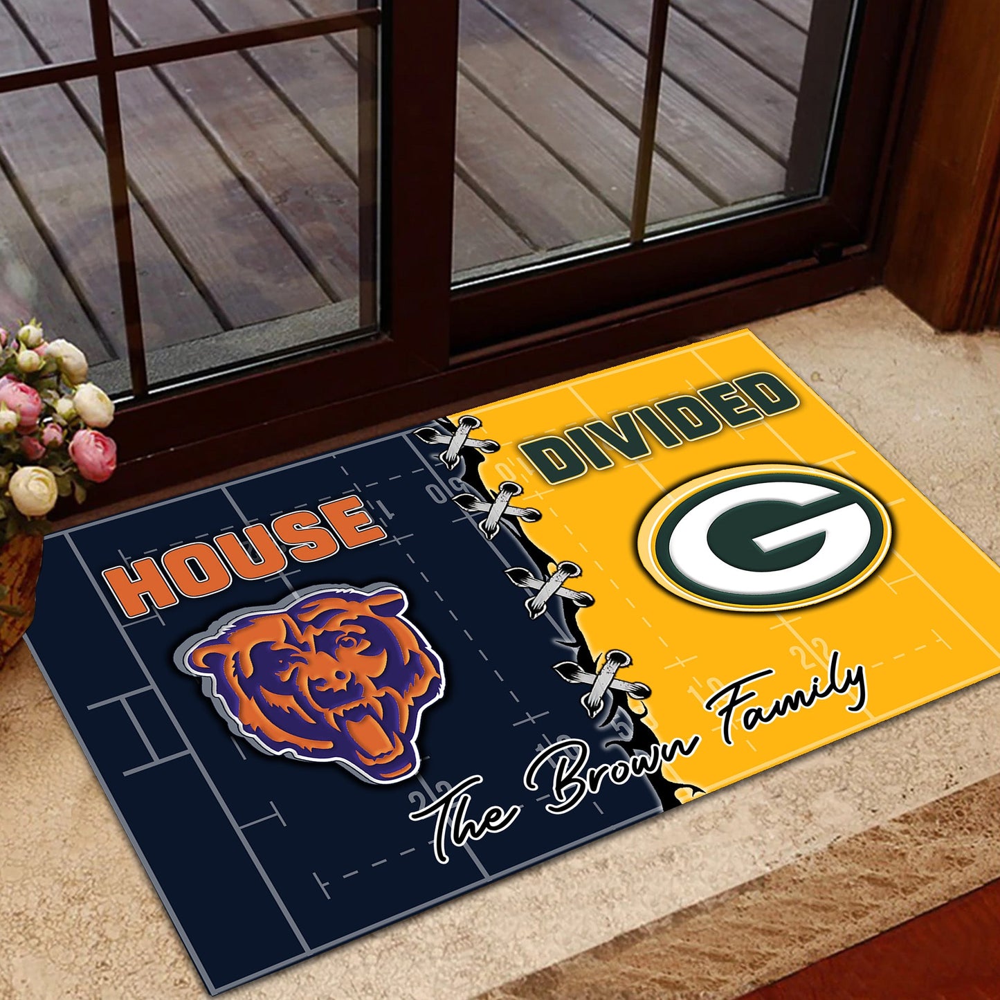 House Divided Football Doormat - Customized Anti Slip Indoor Doormat