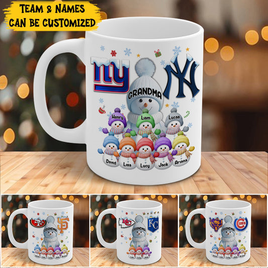 Snowman Family Mug - Customized Ceramic Mugs - Two-Sided Printing