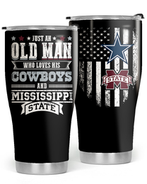 Just An Old Man Who Loves His Dallas Football And Mississippi State Football Tumbler