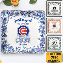 Just a Girl Who Loves Her Teams Jewelry Dish - Customized Ring Dish