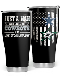 Just A Man Who Loves His Dallas Hockey And Football Tumbler