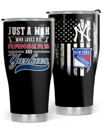 Just A Man Who Loves His New York Hockey And Baseball Tumbler