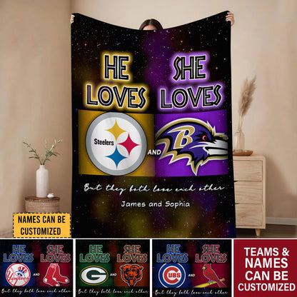 He Loves, She Loves Fleece Blanket - Customized Fleece blanket (clt)