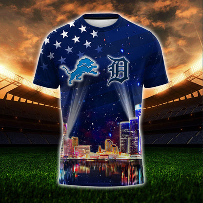 Detroit Skyline American Flag T-Shirt - LITG