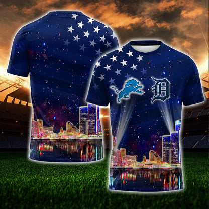 Detroit Skyline American Flag T-Shirt - LITG
