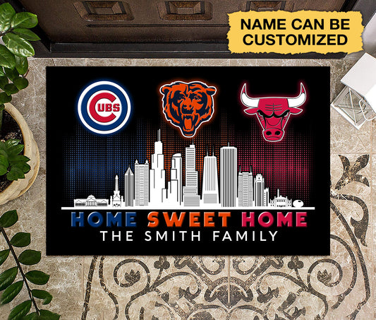 Home Sweet Home Chicago Customized Doormat - Anti Slip Indoor Doormat