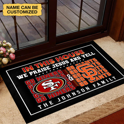 We Praise Jesus And Yell Doormat -  Customized Doormat - Anti Slip Indoor Doormat SF49 SFG