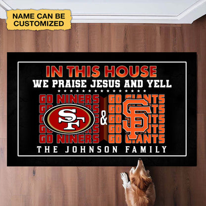 We Praise Jesus And Yell Doormat -  Customized Doormat - Anti Slip Indoor Doormat SF49 SFG