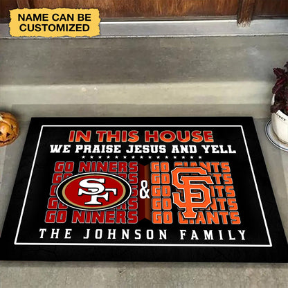 We Praise Jesus And Yell Doormat -  Customized Doormat - Anti Slip Indoor Doormat SF49 SFG
