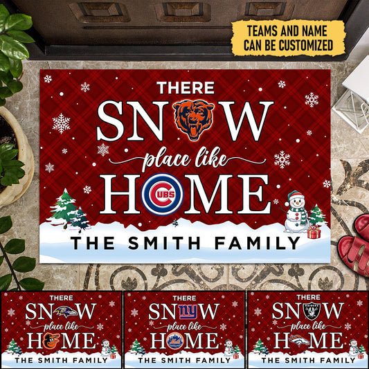 There Snow Place Like Home Customized Doormat - Anti Slip Indoor Doormat
