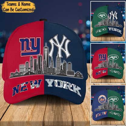 New York Skyline Two Teams Classic Cap - Customized Cap