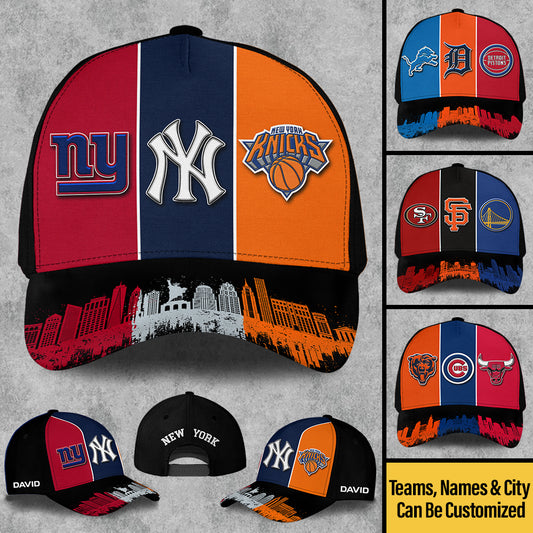 Three Teams Classic Cap - Customized Team Classic Cap - Skyline ver