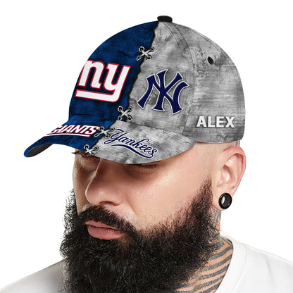 Two Teams Classic Cap - Customized Team Classic Cap - NYG, NYYK ver 2
