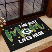 The Best Mom Lives Here-  Customized Doormat - Anti Slip Indoor Doormat - GBP