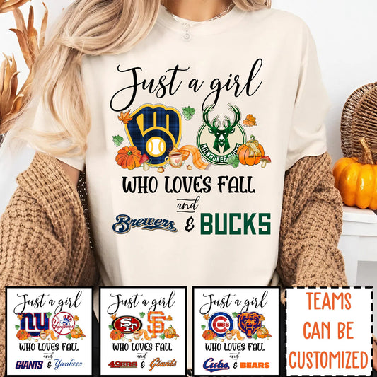 Just A Girl Who Loves Fall and Teams Shirt - Customized Shirt