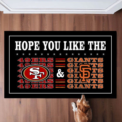 Hope You Like SF G & SF49ers - Customized Doormat  - Anti Slip Indoor Doormat