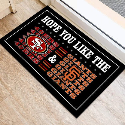 Hope You Like SF G & SF49ers - Customized Doormat  - Anti Slip Indoor Doormat