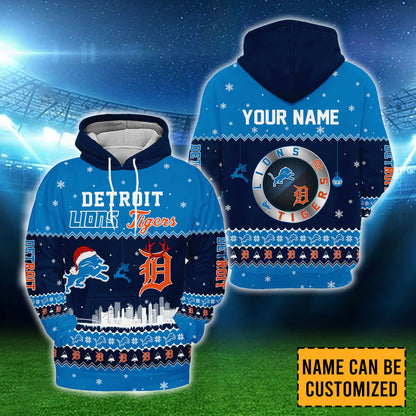 Detroit Christmas Fleece Hoodie - Customized Fleece Hoodie - LITG